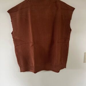 Brown Sleeveless Knit Sweater Vest